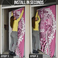 Aloha Vintage Plumeria Hawaiian Tapa Pattern Door Cover Pink Hawaiian Tapa Pattern - Polynesian Pride