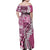 Aloha Vintage Plumeria Hawaiian Tapa Pattern Family Matching Off Shoulder Maxi Dress and Hawaiian Shirt Pink Hawaiian Tapa Pattern - Polynesian Pride