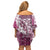 Aloha Vintage Plumeria Hawaiian Tapa Pattern Family Matching Off Shoulder Short Dress and Hawaiian Shirt Pink Hawaiian Tapa Pattern - Polynesian Pride