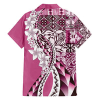 Aloha Vintage Plumeria Hawaiian Tapa Pattern Family Matching Puletasi and Hawaiian Shirt Pink Hawaiian Tapa Pattern - Polynesian Pride