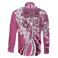 Aloha Vintage Plumeria Hawaiian Tapa Pattern Family Matching Puletasi and Hawaiian Shirt Pink Hawaiian Tapa Pattern - Polynesian Pride
