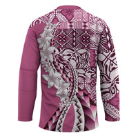 Aloha Vintage Plumeria Hawaiian Tapa Pattern Hockey Jersey Pink Hawaiian Tapa Pattern LT9 - Polynesian Pride