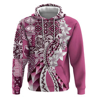 Aloha Vintage Plumeria Hawaiian Tapa Pattern Hoodie Pink Hawaiian Tapa Pattern - Polynesian Pride