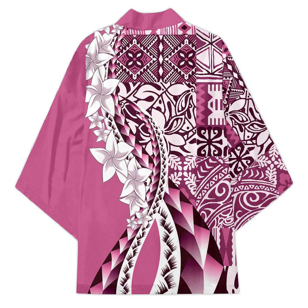Aloha Vintage Plumeria Hawaiian Tapa Pattern Kimono Pink Hawaiian Tapa Pattern - Polynesian Pride
