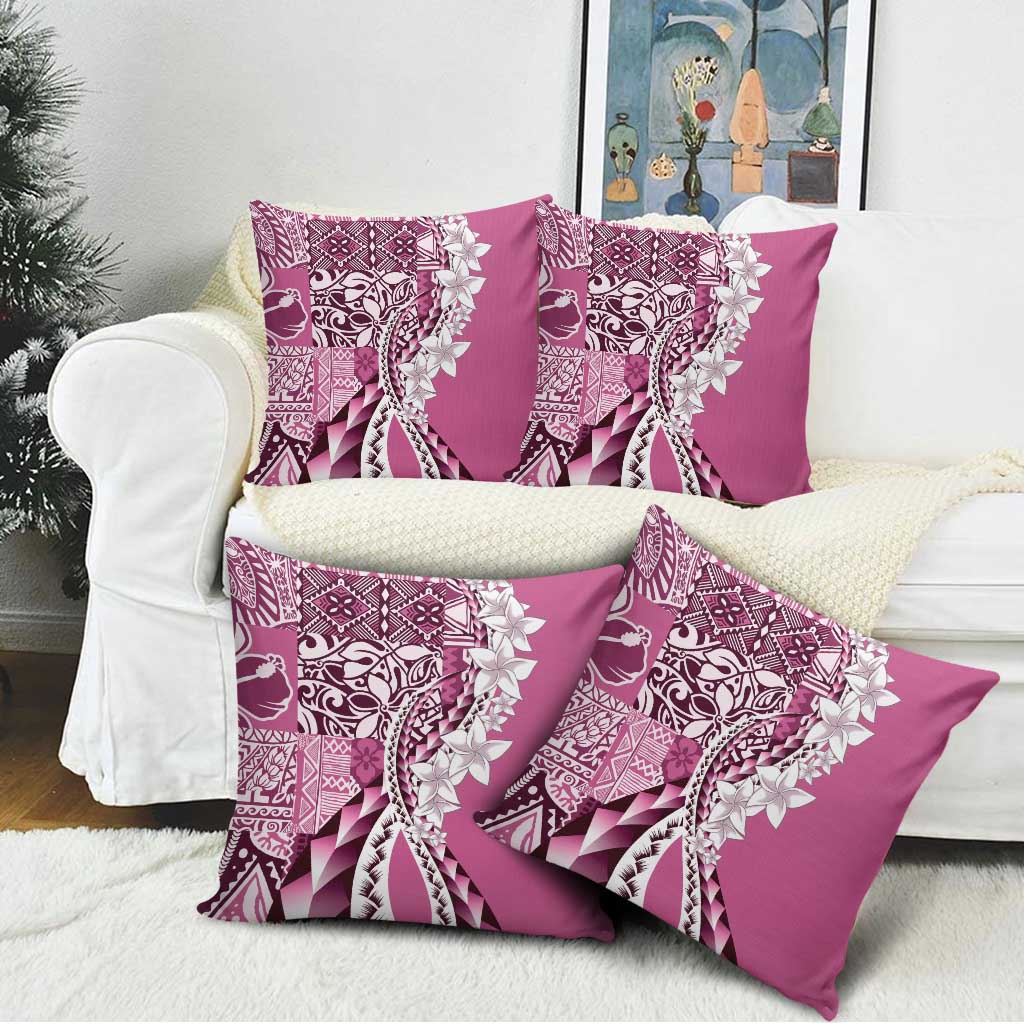 Aloha Vintage Plumeria Hawaiian Tapa Pattern Pillow Cover Pink Hawaiian Tapa Pattern - Polynesian Pride
