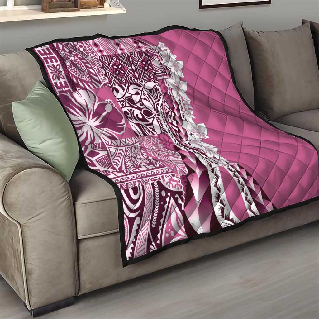 Aloha Vintage Plumeria Hawaiian Tapa Pattern Quilt Pink Hawaiian Tapa Pattern - Polynesian Pride