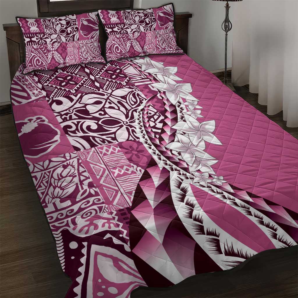 Aloha Vintage Plumeria Hawaiian Tapa Pattern Quilt Bed Set Pink Hawaiian Tapa Pattern - Polynesian Pride