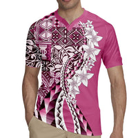 Aloha Vintage Plumeria Hawaiian Tapa Pattern Rugby Jersey Pink Hawaiian Tapa Pattern LT9 - Polynesian Pride