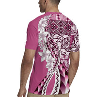 Aloha Vintage Plumeria Hawaiian Tapa Pattern Rugby Jersey Pink Hawaiian Tapa Pattern LT9 - Polynesian Pride