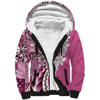 Aloha Vintage Plumeria Hawaiian Tapa Pattern Sherpa Hoodie Pink Hawaiian Tapa Pattern LT9 Unisex Pink - Polynesian Pride