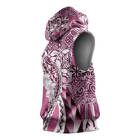 Aloha Vintage Plumeria Hawaiian Tapa Pattern Sleeveless Hoodie Pink Hawaiian Tapa Pattern LT9 - Polynesian Pride