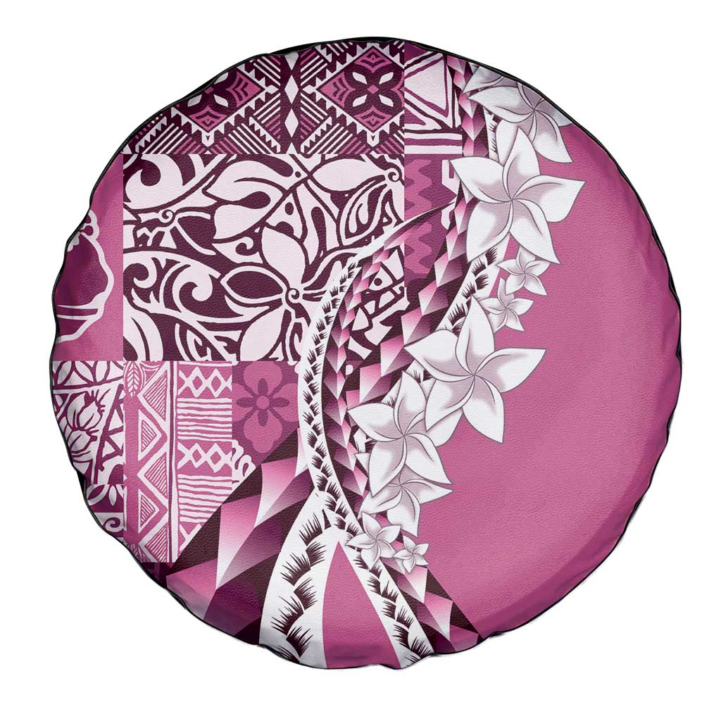 Aloha Vintage Plumeria Hawaiian Tapa Pattern Spare Tire Cover Pink Hawaiian Tapa Pattern - Polynesian Pride