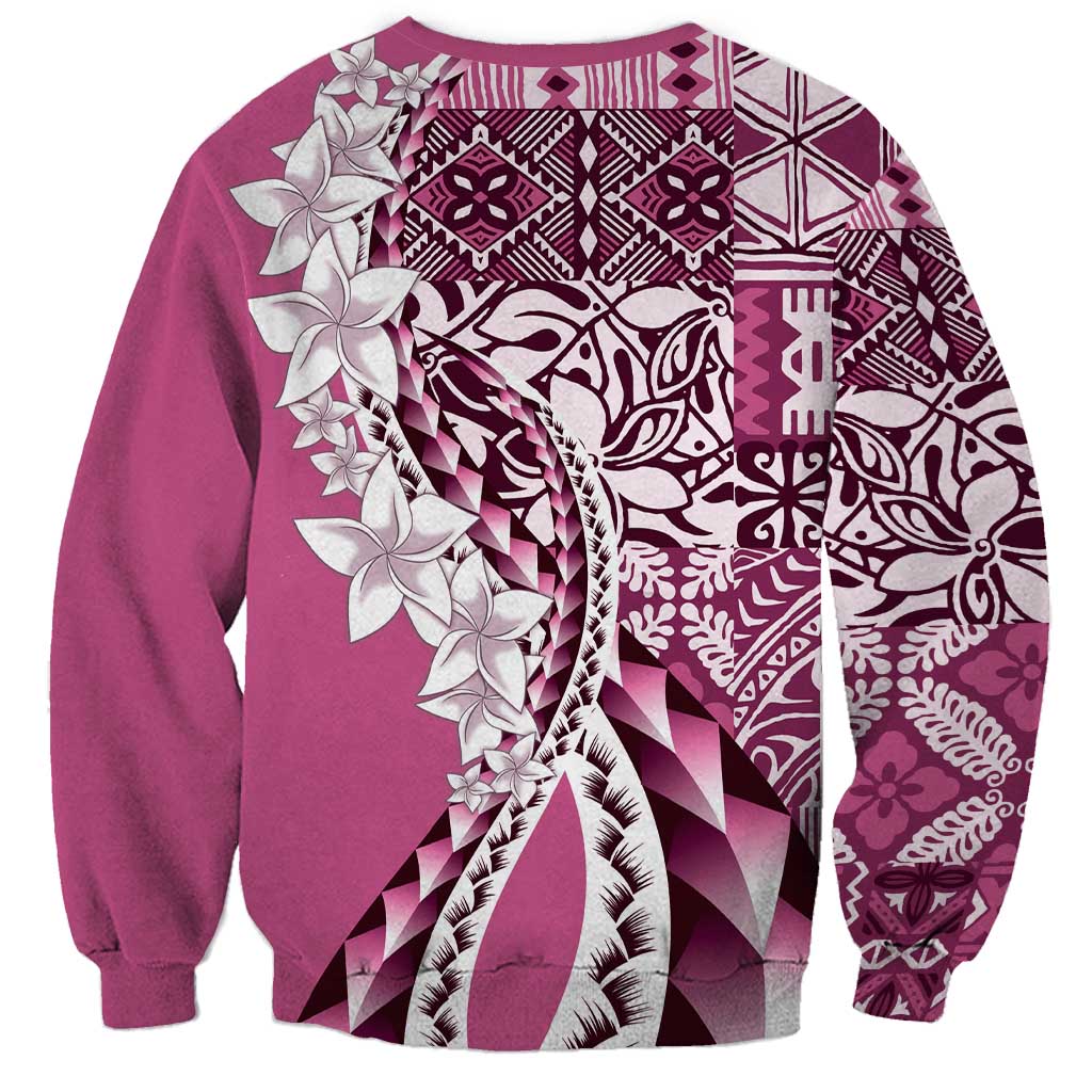 Aloha Vintage Plumeria Hawaiian Tapa Pattern Sweatshirt Pink Hawaiian Tapa Pattern LT9 - Polynesian Pride