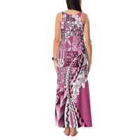 Aloha Vintage Plumeria Hawaiian Tapa Pattern Tank Maxi Dress Pink Hawaiian Tapa Pattern - Polynesian Pride