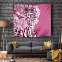 Aloha Vintage Plumeria Hawaiian Tapa Pattern Tapestry Pink Hawaiian Tapa Pattern - Polynesian Pride