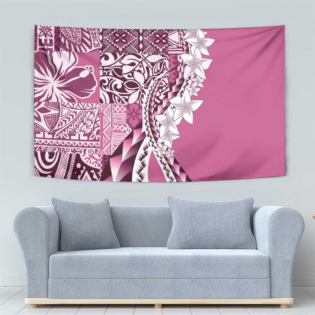 Aloha Vintage Plumeria Hawaiian Tapa Pattern Tapestry Pink Hawaiian Tapa Pattern - Polynesian Pride