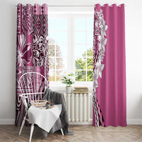 Aloha Vintage Plumeria Hawaiian Tapa Pattern Window Curtain Pink Hawaiian Tapa Pattern - Polynesian Pride
