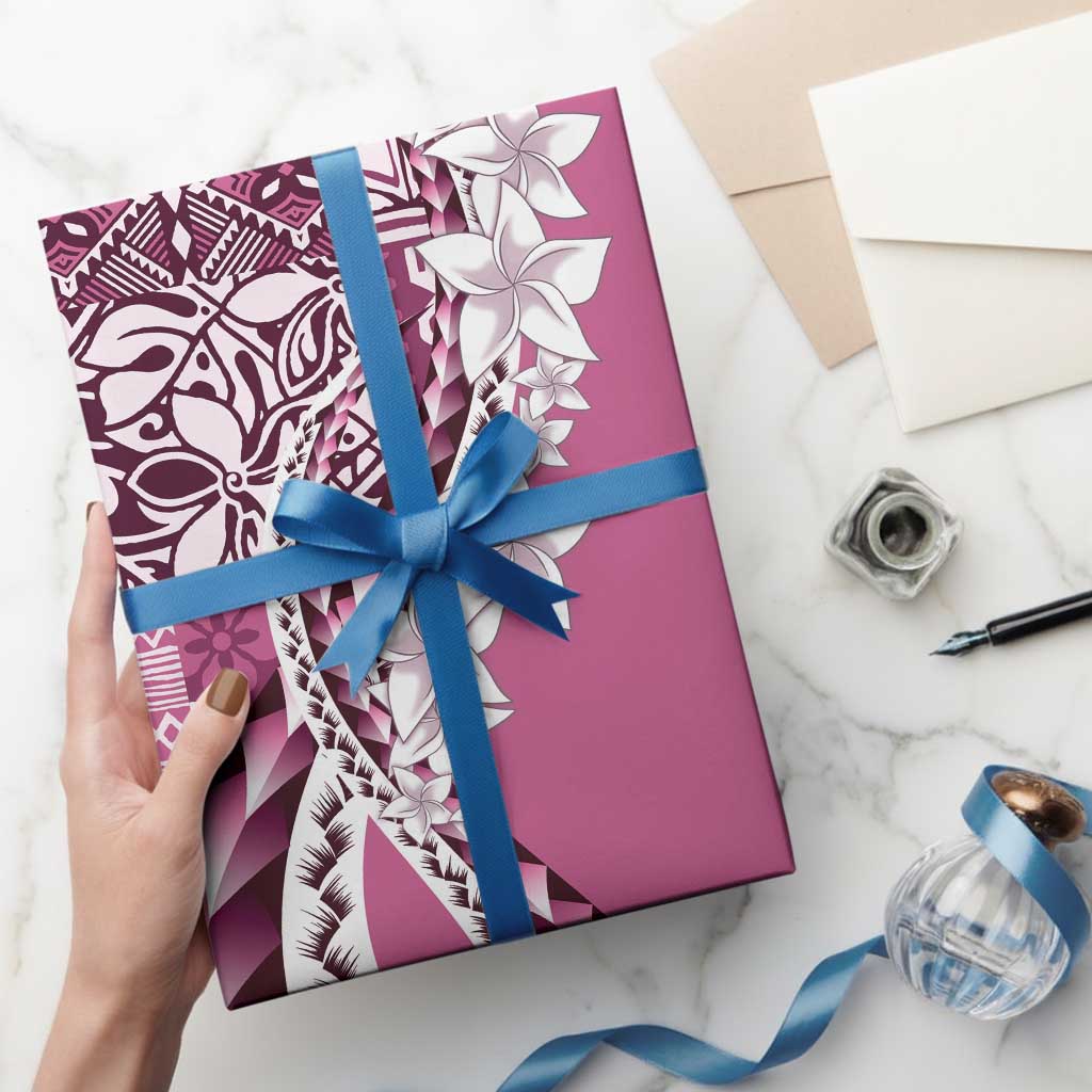 Aloha Vintage Plumeria Hawaiian Tapa Pattern Wrapping Paper Pink Hawaiian Tapa Pattern - Polynesian Pride