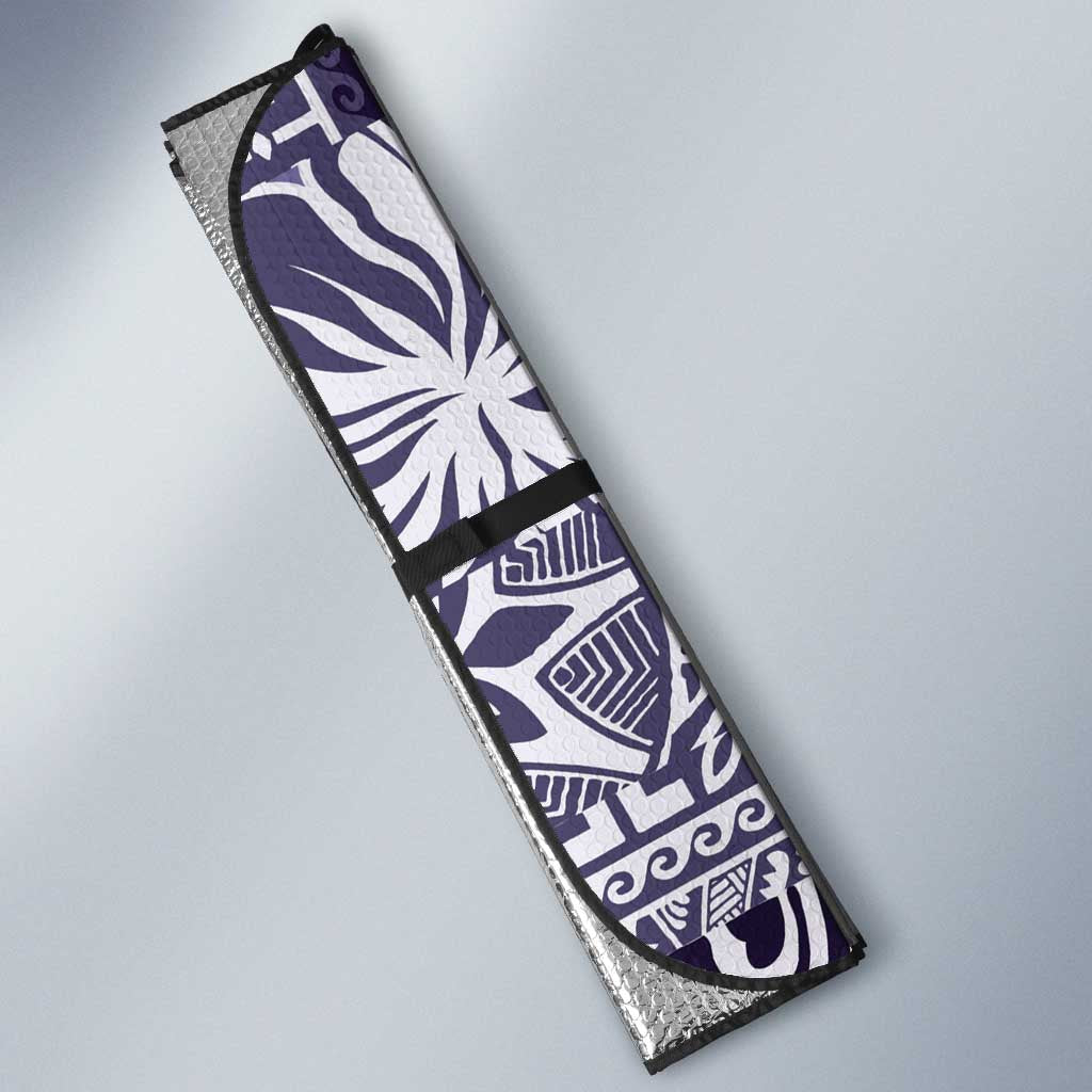 Aloha Vintage Plumeria Hawaiian Tapa Pattern Auto Sun Shade Purple Hawaiian Tapa Pattern - Polynesian Pride