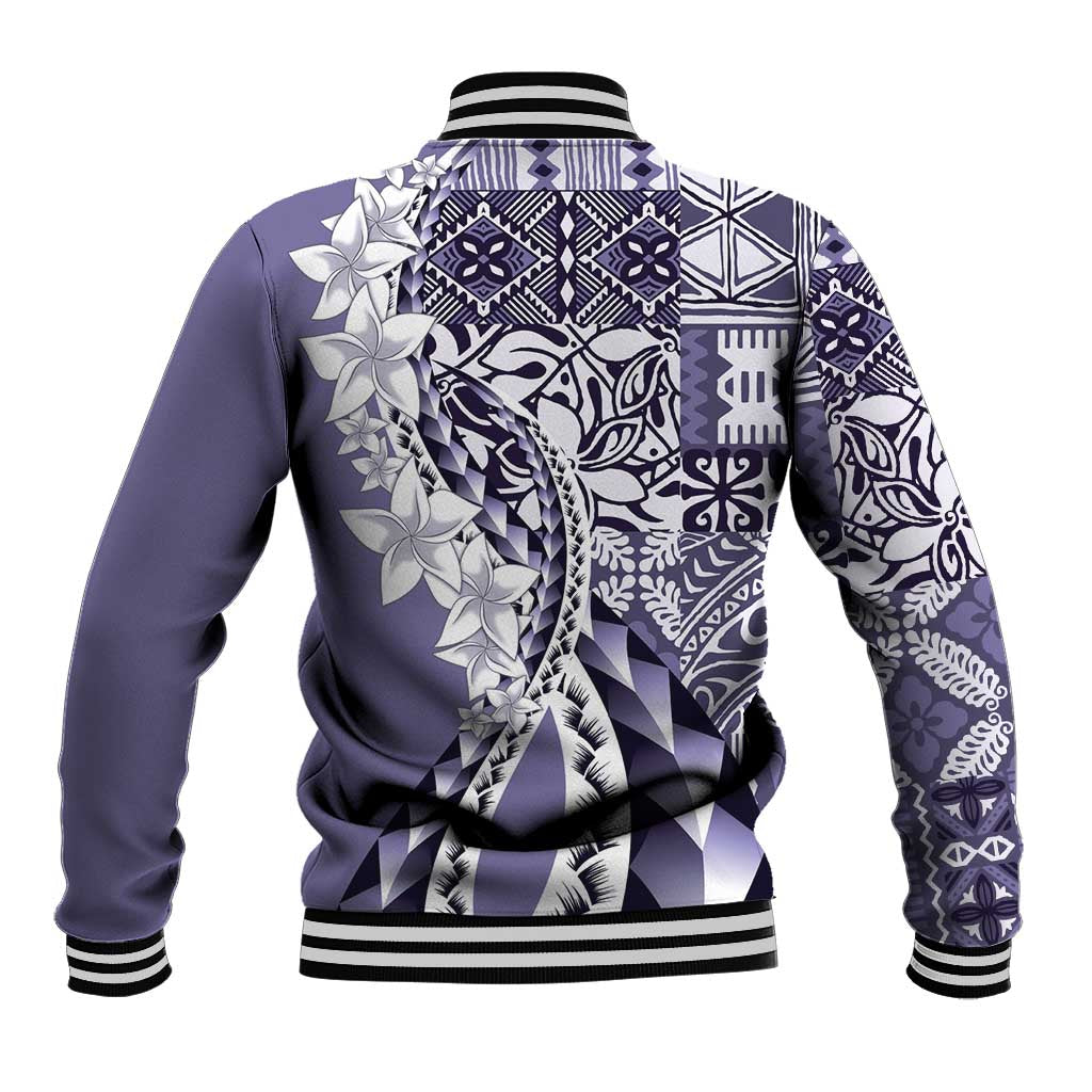 Aloha Vintage Plumeria Hawaiian Tapa Pattern Baseball Jacket Purple Hawaiian Tapa Pattern LT9 - Polynesian Pride