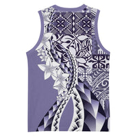 Aloha Vintage Plumeria Hawaiian Tapa Pattern Basketball Jersey Purple Hawaiian Tapa Pattern LT9 - Polynesian Pride