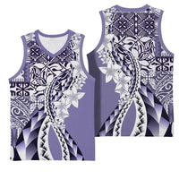 Aloha Vintage Plumeria Hawaiian Tapa Pattern Basketball Jersey Purple Hawaiian Tapa Pattern LT9 - Polynesian Pride