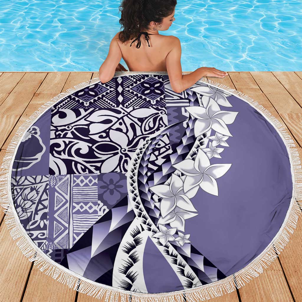 Aloha Vintage Plumeria Hawaiian Tapa Pattern Beach Blanket Purple Hawaiian Tapa Pattern LT9 - Polynesian Pride