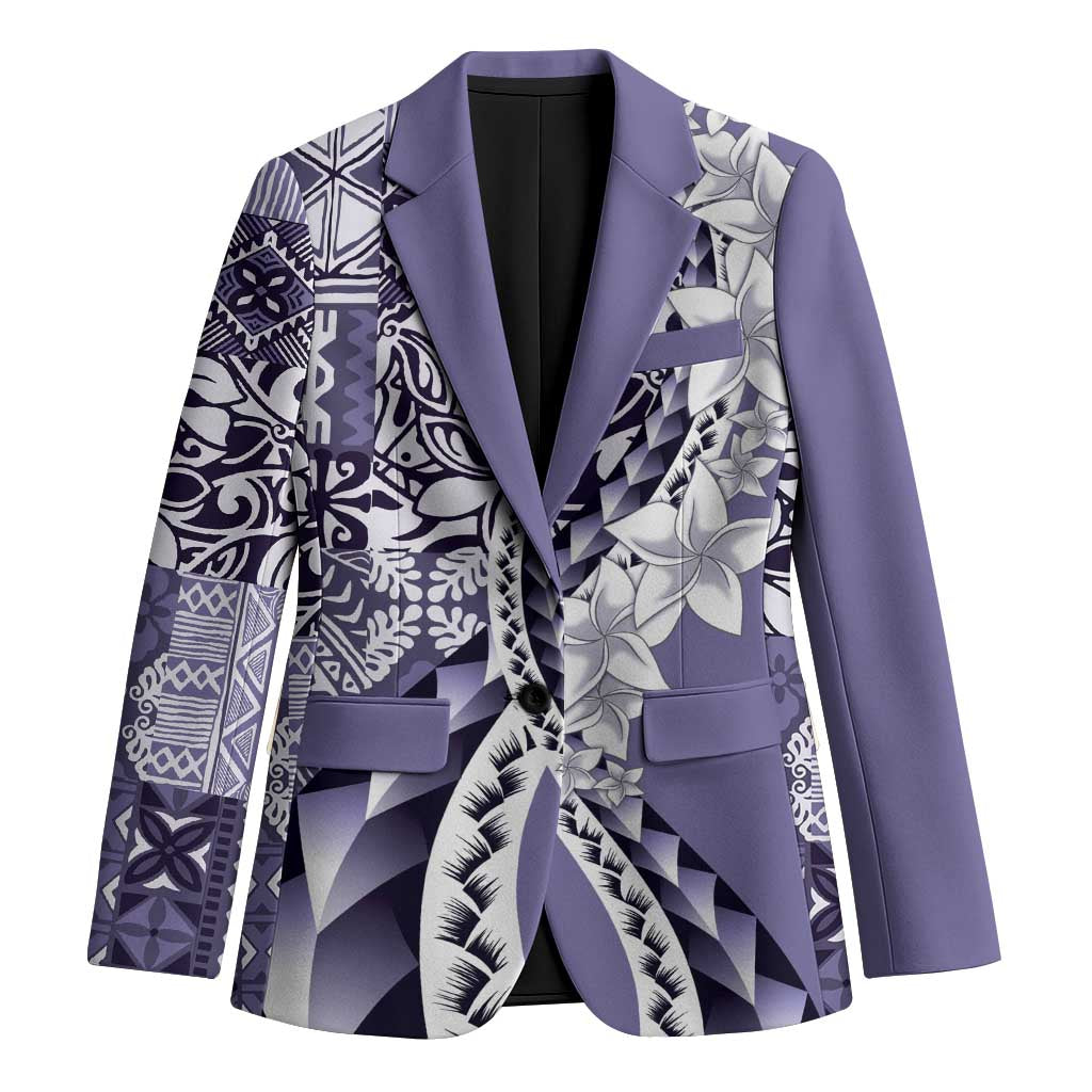 Aloha Vintage Plumeria Hawaiian Tapa Pattern Blazer Purple Hawaiian Tapa Pattern LT9 Unisex Purple - Polynesian Pride