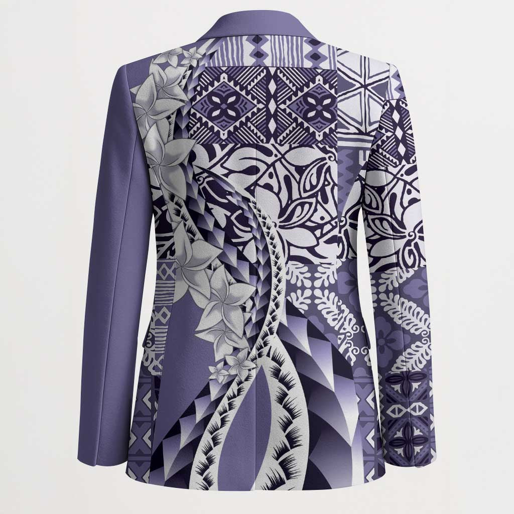 Aloha Vintage Plumeria Hawaiian Tapa Pattern Blazer Purple Hawaiian Tapa Pattern LT9 - Polynesian Pride