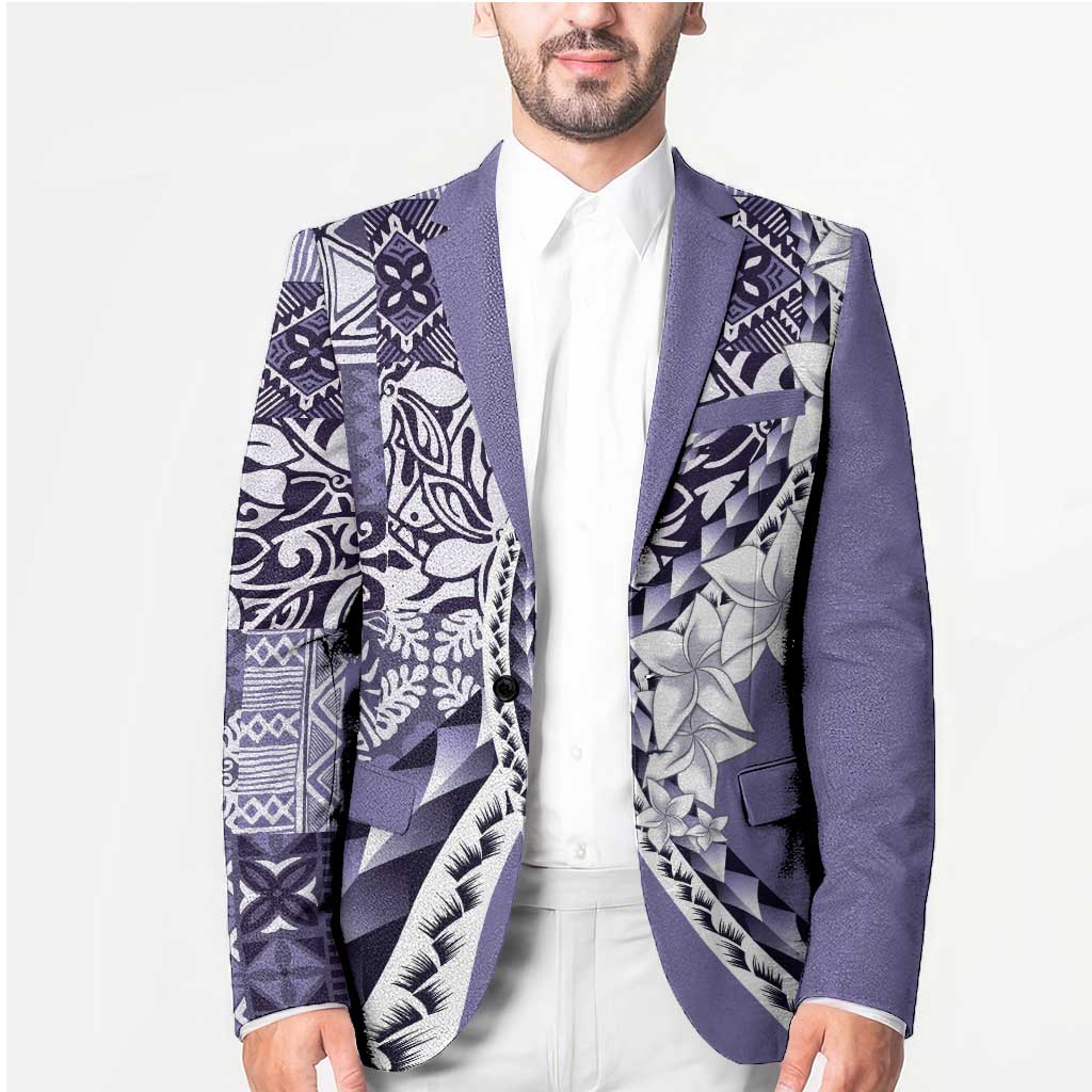 Aloha Vintage Plumeria Hawaiian Tapa Pattern Blazer Purple Hawaiian Tapa Pattern LT9 - Polynesian Pride