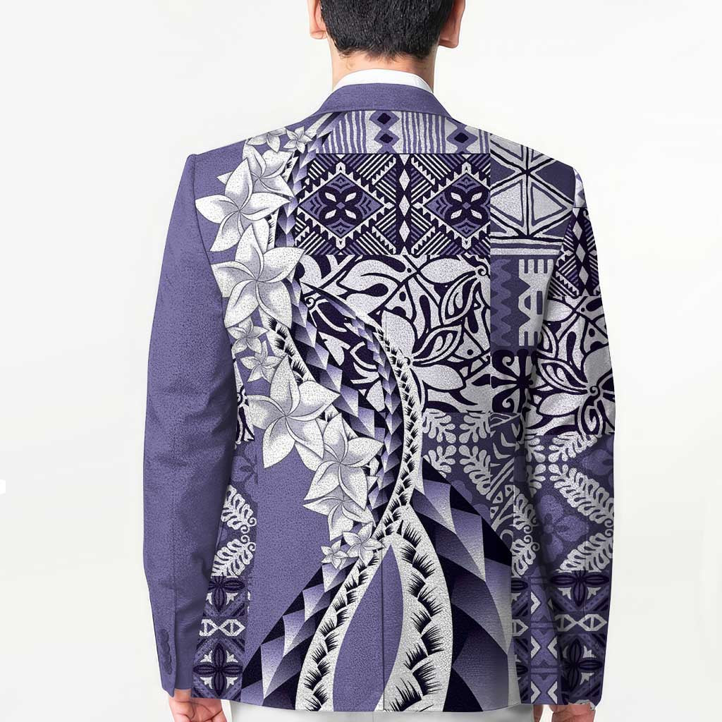 Aloha Vintage Plumeria Hawaiian Tapa Pattern Blazer Purple Hawaiian Tapa Pattern LT9 - Polynesian Pride