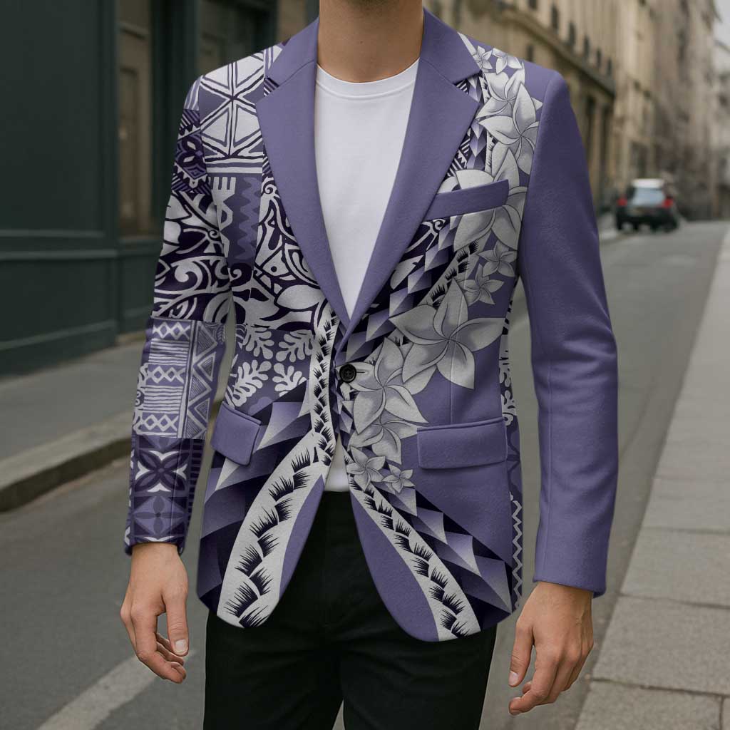 Aloha Vintage Plumeria Hawaiian Tapa Pattern Blazer Purple Hawaiian Tapa Pattern LT9 - Polynesian Pride