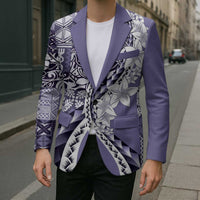 Aloha Vintage Plumeria Hawaiian Tapa Pattern Blazer Purple Hawaiian Tapa Pattern LT9 - Polynesian Pride