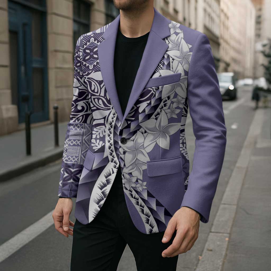 Aloha Vintage Plumeria Hawaiian Tapa Pattern Blazer Purple Hawaiian Tapa Pattern LT9 - Polynesian Pride