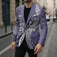 Aloha Vintage Plumeria Hawaiian Tapa Pattern Blazer Purple Hawaiian Tapa Pattern LT9 - Polynesian Pride