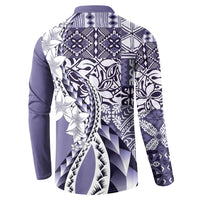 Aloha Vintage Plumeria Hawaiian Tapa Pattern Button Sweatshirt Purple Hawaiian Tapa Pattern LT9 - Polynesian Pride