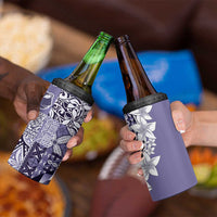 Aloha Vintage Plumeria Hawaiian Tapa Pattern 4 in 1 Can Cooler Tumbler Purple Hawaiian Tapa Pattern - Polynesian Pride