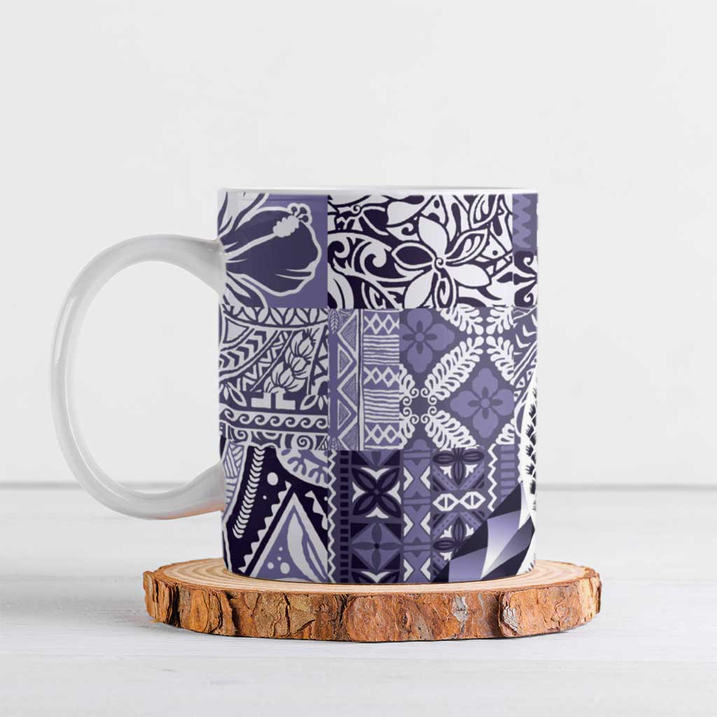 Aloha Vintage Plumeria Hawaiian Tapa Pattern Ceramic Mug Purple Hawaiian Tapa Pattern LT9 Purple - Polynesian Pride