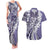 Aloha Vintage Plumeria Hawaiian Tapa Pattern Couples Matching Tank Maxi Dress and Hawaiian Shirt Purple Hawaiian Tapa Pattern - Polynesian Pride