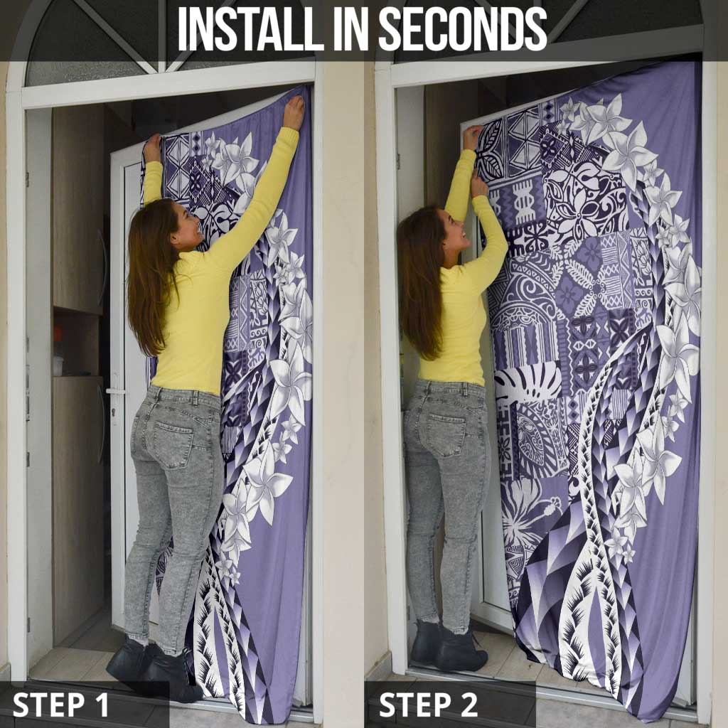 Aloha Vintage Plumeria Hawaiian Tapa Pattern Door Cover Purple Hawaiian Tapa Pattern - Polynesian Pride