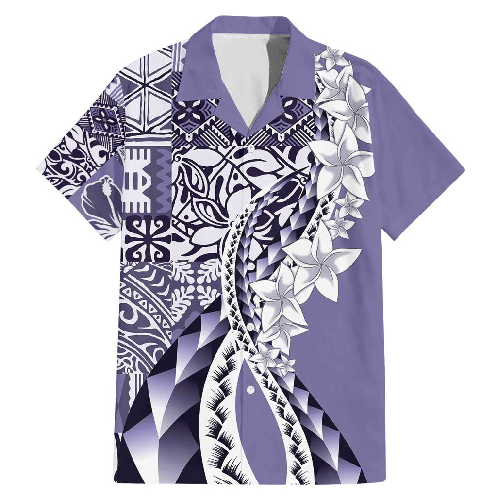 Aloha Vintage Plumeria Hawaiian Tapa Pattern Family Matching Mermaid Dress and Hawaiian Shirt Purple Hawaiian Tapa Pattern - Polynesian Pride