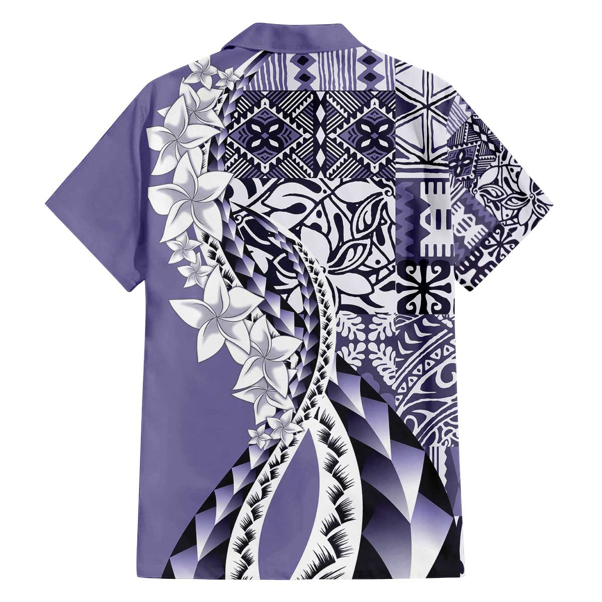 Aloha Vintage Plumeria Hawaiian Tapa Pattern Family Matching Off The Shoulder Long Sleeve Dress and Hawaiian Shirt Purple Hawaiian Tapa Pattern - Polynesian Pride