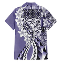 Aloha Vintage Plumeria Hawaiian Tapa Pattern Family Matching Off The Shoulder Long Sleeve Dress and Hawaiian Shirt Purple Hawaiian Tapa Pattern - Polynesian Pride