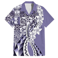 Aloha Vintage Plumeria Hawaiian Tapa Pattern Family Matching Off Shoulder Maxi Dress and Hawaiian Shirt Purple Hawaiian Tapa Pattern - Polynesian Pride