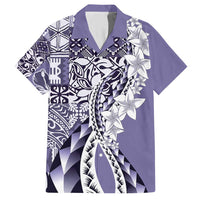 Aloha Vintage Plumeria Hawaiian Tapa Pattern Family Matching Short Sleeve Bodycon Dress and Hawaiian Shirt Purple Hawaiian Tapa Pattern - Polynesian Pride