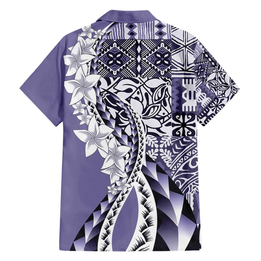 Aloha Vintage Plumeria Hawaiian Tapa Pattern Family Matching Short Sleeve Bodycon Dress and Hawaiian Shirt Purple Hawaiian Tapa Pattern - Polynesian Pride