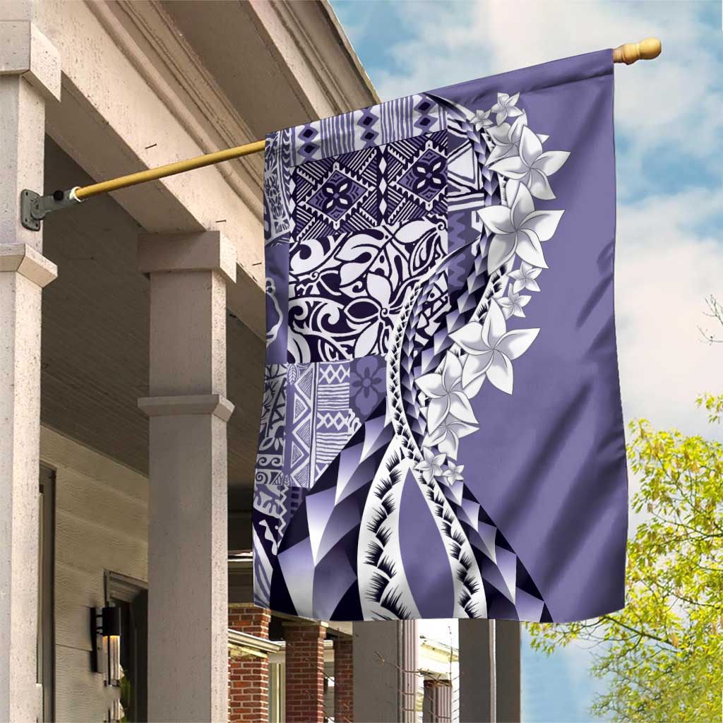 Aloha Vintage Plumeria Hawaiian Tapa Pattern Garden Flag Purple Hawaiian Tapa Pattern - Polynesian Pride