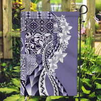 Aloha Vintage Plumeria Hawaiian Tapa Pattern Garden Flag Purple Hawaiian Tapa Pattern - Polynesian Pride