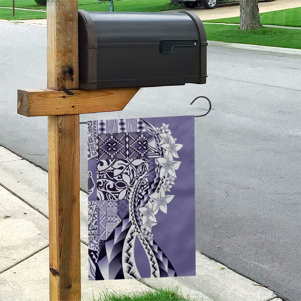 Aloha Vintage Plumeria Hawaiian Tapa Pattern Garden Flag Purple Hawaiian Tapa Pattern - Polynesian Pride