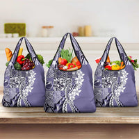 Aloha Vintage Plumeria Hawaiian Tapa Pattern Grocery Bag Purple Hawaiian Tapa Pattern - Polynesian Pride